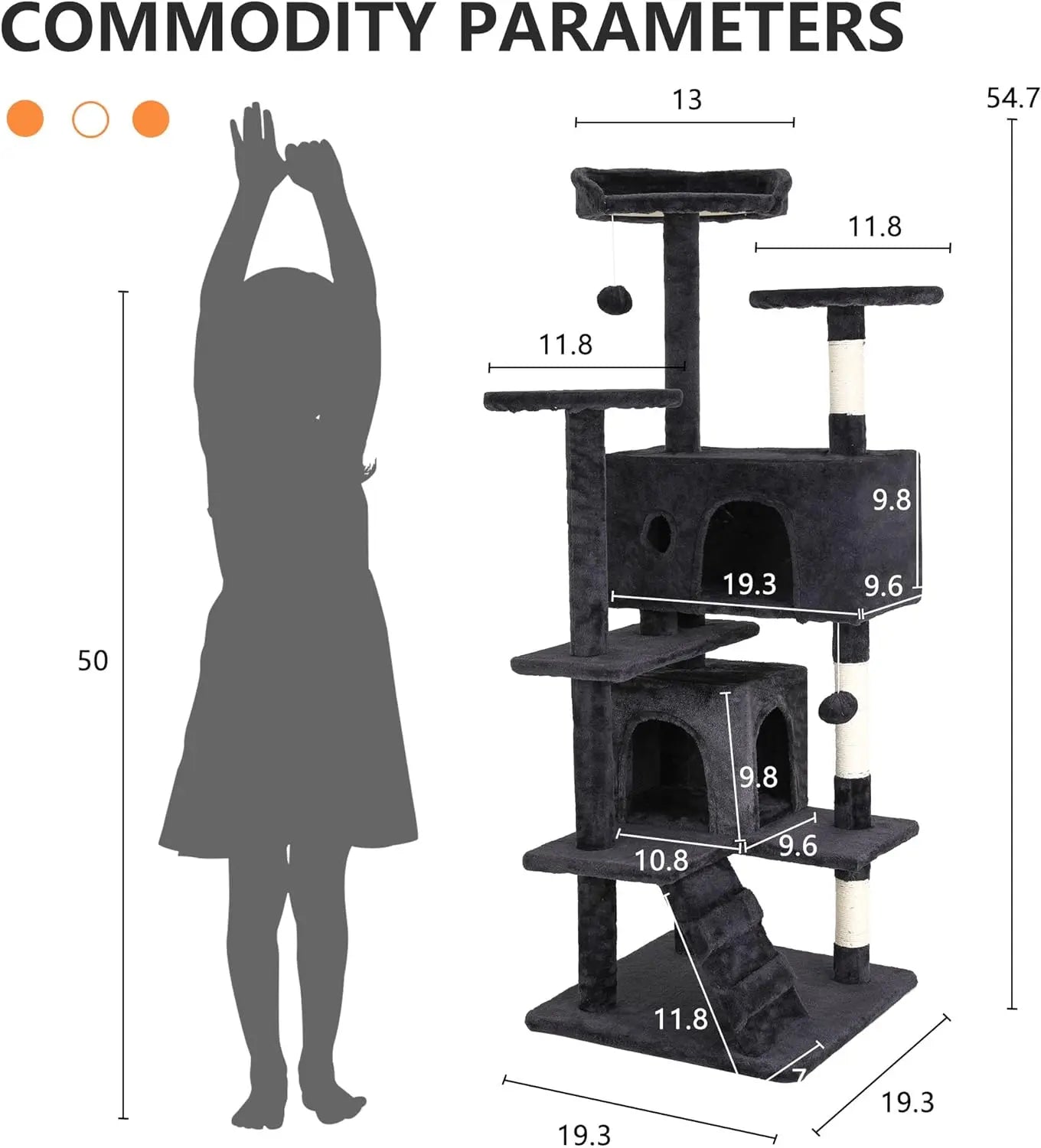 【Black Friday】Fdw 54In 70In Cat Tree Tower for Indoor Cats Multi-Level Furniture Activity Center with Scratching Posts Stand House Condo Funny Toys Kittens Pet Play House Modern Vertical Scratcher Home
