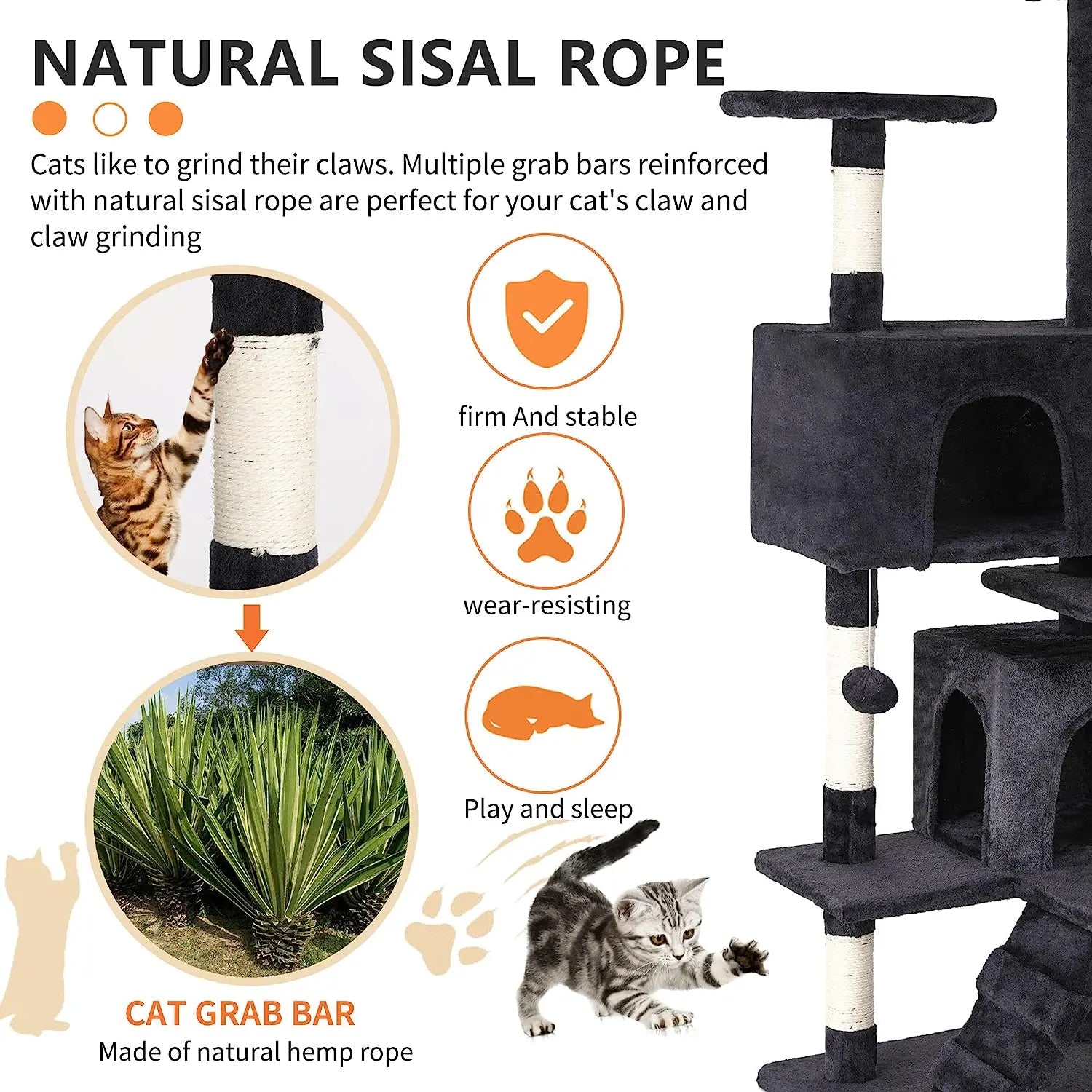 【Black Friday】Fdw 54In 70In Cat Tree Tower for Indoor Cats Multi-Level Furniture Activity Center with Scratching Posts Stand House Condo Funny Toys Kittens Pet Play House Modern Vertical Scratcher Home
