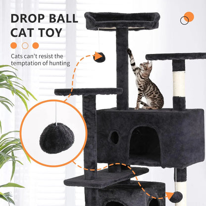 【Black Friday】Fdw 54In 70In Cat Tree Tower for Indoor Cats Multi-Level Furniture Activity Center with Scratching Posts Stand House Condo Funny Toys Kittens Pet Play House Modern Vertical Scratcher Home
