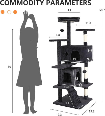 【Black Friday】Fdw 54In 70In Cat Tree Tower for Indoor Cats Multi-Level Furniture Activity Center with Scratching Posts Stand House Condo Funny Toys Kittens Pet Play House Modern Vertical Scratcher Home