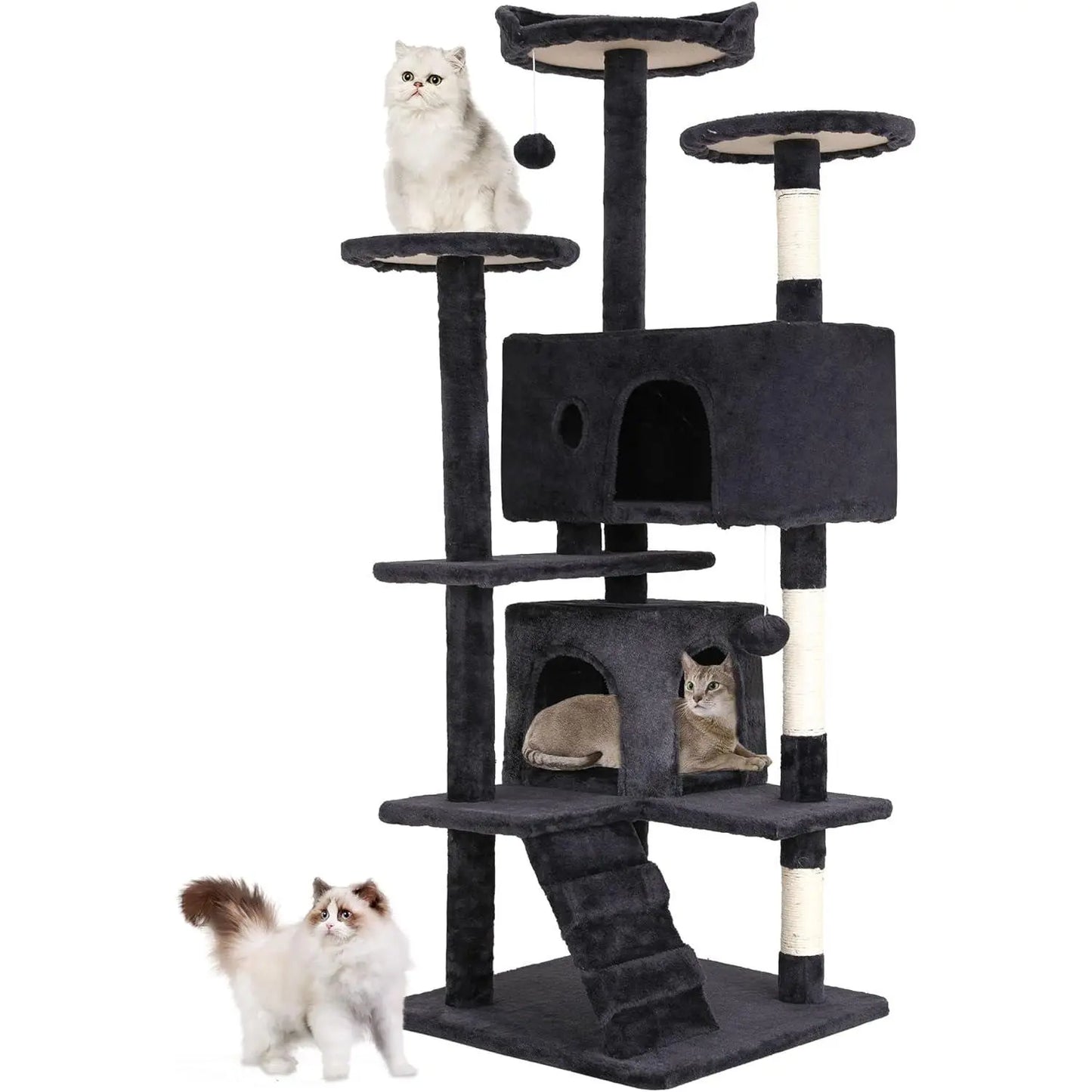 【Black Friday】Fdw 54In 70In Cat Tree Tower for Indoor Cats Multi-Level Furniture Activity Center with Scratching Posts Stand House Condo Funny Toys Kittens Pet Play House Modern Vertical Scratcher Home