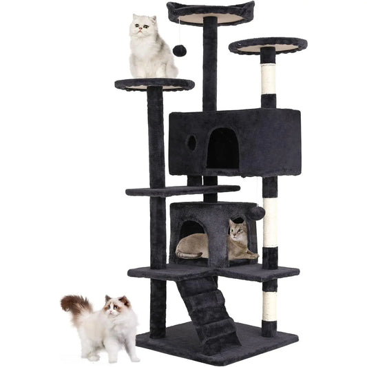 【Black Friday】Fdw 54In 70In Cat Tree Tower for Indoor Cats Multi-Level Furniture Activity Center with Scratching Posts Stand House Condo Funny Toys Kittens Pet Play House Modern Vertical Scratcher Home