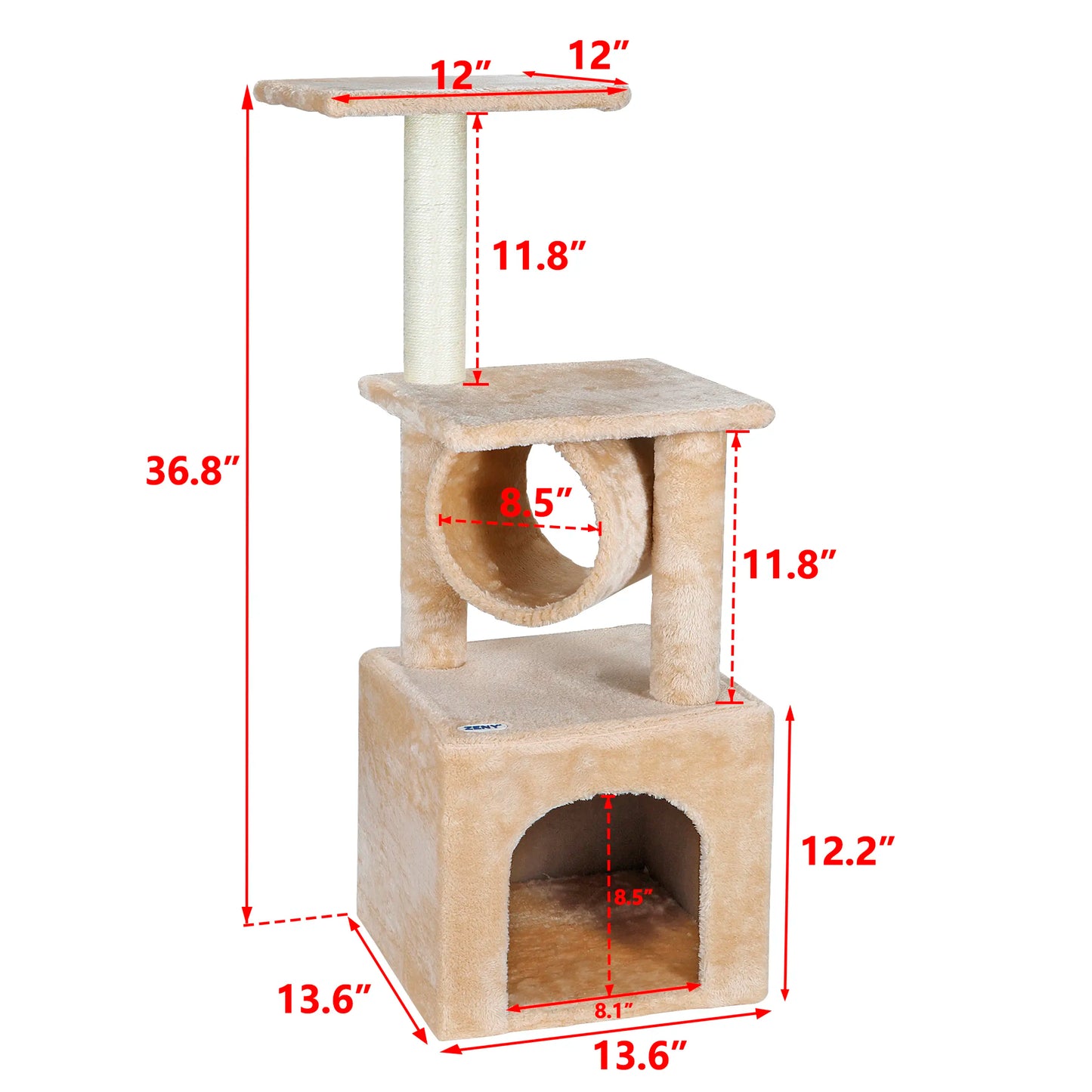 Pet Republic 36-Inch Cat Tree Tower Condo, Cat Furniture with Natural Sisal Scratcher Posts, Claw Sharpener, and Cozy Resting Area for Kittens