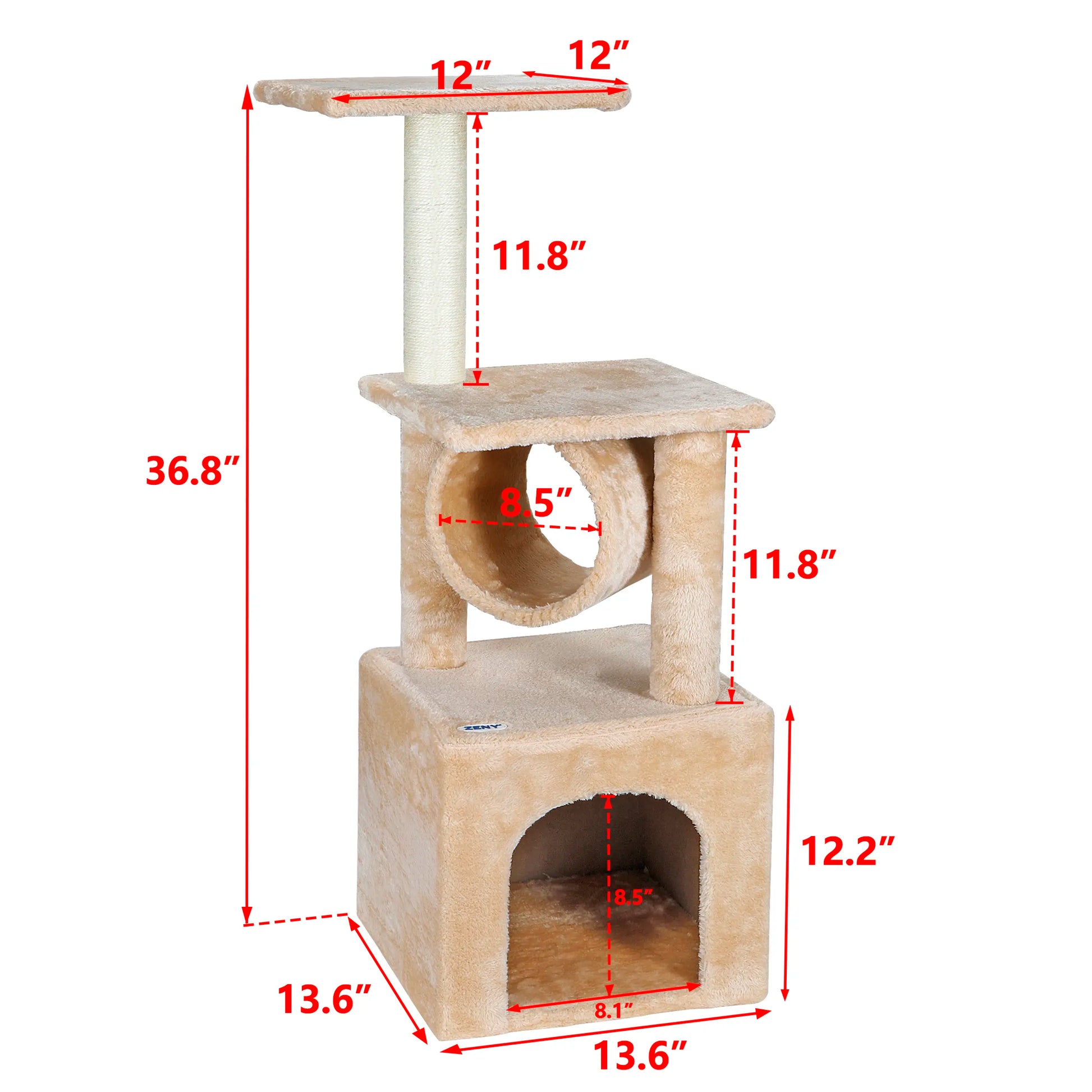 Pet Republic 36-Inch Cat Tree Tower Condo, Cat Furniture with Natural Sisal Scratcher Posts, Claw Sharpener, and Cozy Resting Area for Kittens