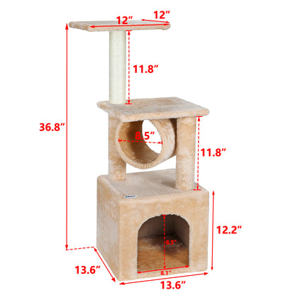 Pet Republic 36-Inch Cat Tree Tower Condo, Cat Furniture with Natural Sisal Scratcher Posts, Claw Sharpener, and Cozy Resting Area for Kittens