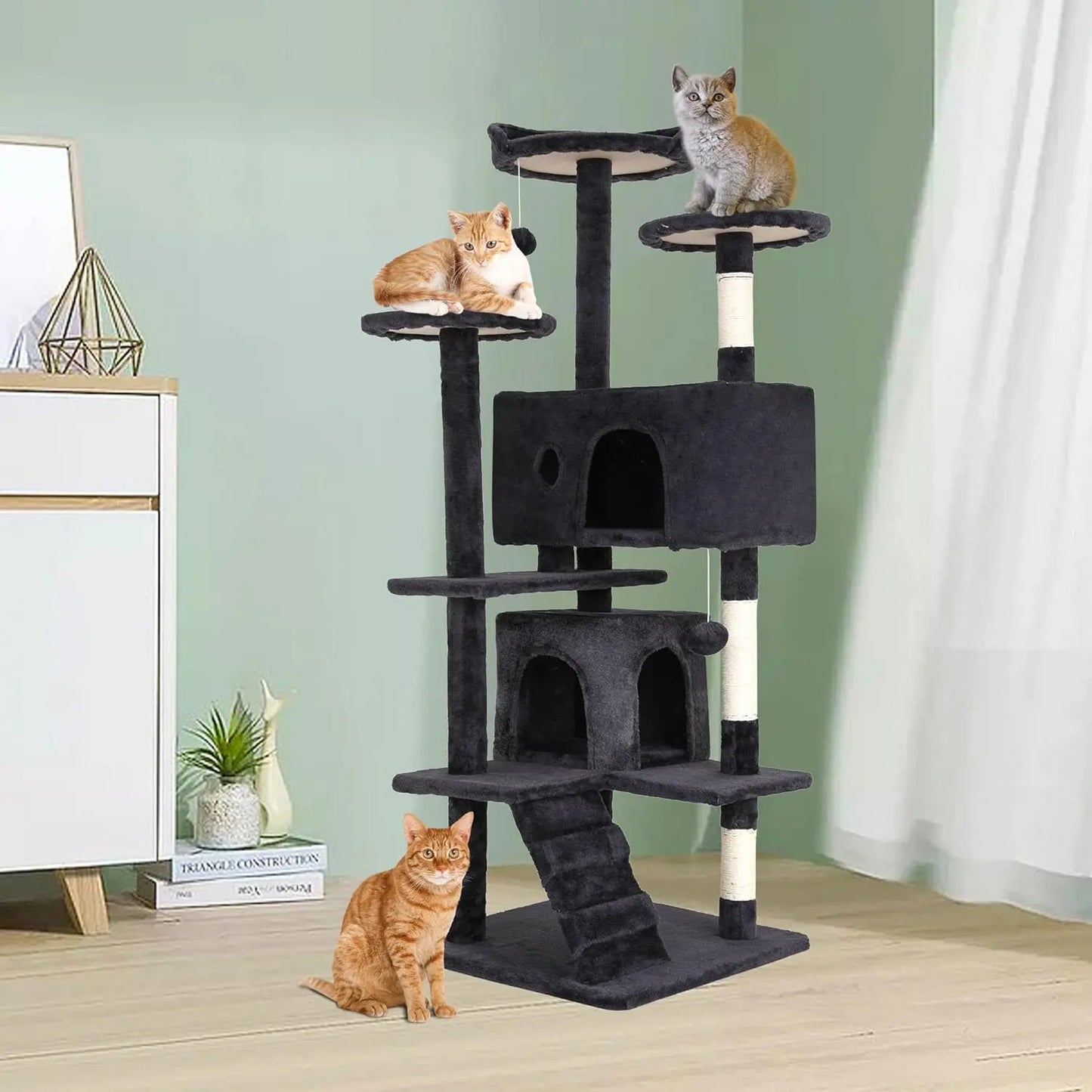 【Black Friday】Fdw 54In 70In Cat Tree Tower for Indoor Cats Multi-Level Furniture Activity Center with Scratching Posts Stand House Condo Funny Toys Kittens Pet Play House Modern Vertical Scratcher Home